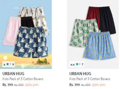 Urban Hug Kids Boxers Pack Of 3 @ ₹199