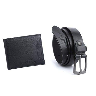 URBAN HYDE Combo Gift Set for Men - Genuine Black leather (Wallet & Belt)