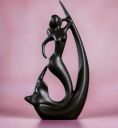 URBAN SENSE Mermaid Shape Ceramic Home Decor Fantasy Figurine | Gift For All Occasions | (Black Mermaid),25 X 25 cm...