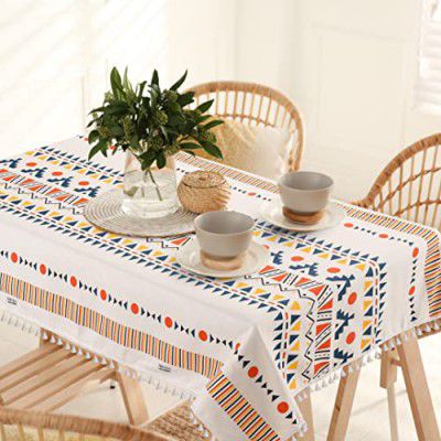 Urban Space 100% Cotton Dining Table Cover 4 Seater, Printed Cotton Table Cloth (Ikat, 4 Seater - 56" x 72")