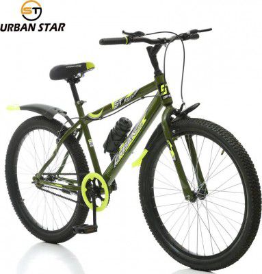 Urban Star BMX (85% ASSEMBLED) FOR 11-18 YEARS ROAD CYCLE(- MILITARY ) 24 T Mountain Cycle  (Single Speed, Green)
