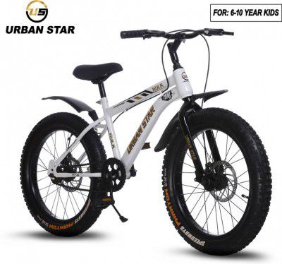 Urban Star HULK | 20T BMX | DOUBLE DISC | FAT TYRES | 20 T (inch) Fat Tyre Cycle (Single Speed, White, Rigid)