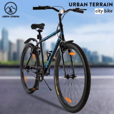 Urban Terrain Berlin Cycles for Men with Complete Accessories BiCycles for Boys UT7001S26 26 T Hybrid Cycle/City Bike  (Single Speed, Black, Blue)