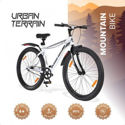 Urban Terrain Galaxy High Performance MTB Cycles For Men With Complete Accessories 26 T (inch) Road Cycle (Single Speed, White, Rigid)