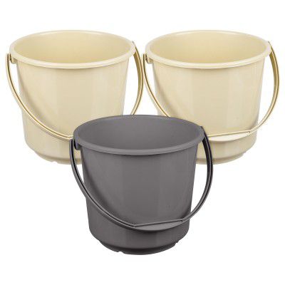 Urbane Home Bucket | Plastic Bucket for Mopping | 5 LTR | Pack of 3 | Multi
