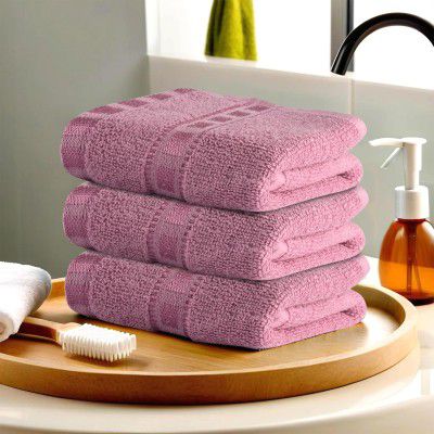 Urbane Home Pack of 3 Cotton Hand/Face Towels for Men & Women | Pocket Towel - Pink