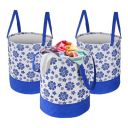 Urbane Home Pack of 3 Foldable Dirty Clothes 45L Laundry Basket With Handles | Flower Print -Blue & White...