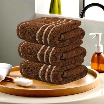 Urbane Home Pack of 3 Soft Cotton Face Towels for Men & Women/Ladies | Easily Washable | Pocket Towels & Workout Gym Napkins for Men - Dark Brown