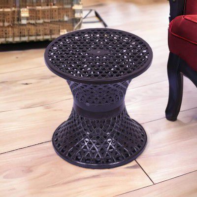 Urbane Home Seating Stool, Plastic Mesh Damroo Style for Guestroom, Garden, Balcony, Brown