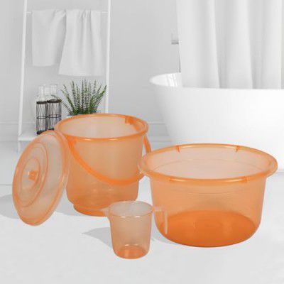 Urbane Home Set of 3 Bathroom Combo Set Transparent Orange