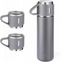 URBANHUDA Vacuum Insulated Flask set 3Cup set for Hot & Cold Drink (Giftset Grey) 500 ml Flask (Pack of 1, Grey, Steel)...