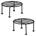 URBANMAALI Plant Round Stand Galvanised Metal Flower Pot Holder Gamla Support Corner Rack Outdoor Display Shelf - (Pack of 2, Black)...
