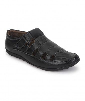 UrbanMark Men Comfortable Faux Leather Slip-On Floaters Sandals