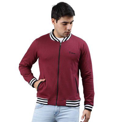 Urbano Fashion Men's Cotton Zippered Varsity Sweatshirt