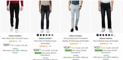Urbano Fashion Men's Jeans Starts @₹449| Upto 70% Off