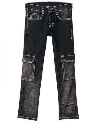 Urbano Juniors Boy's Slim Fit Washed Denim Cargo Jeans with 6 Pockets Stretchable