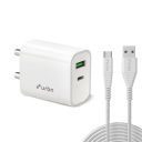 URBN 20W QCPD Dual Wall Adapter with USB Type C Cable...