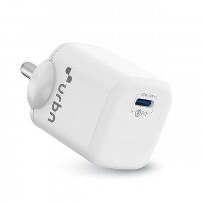 URBN 20W USB-C iPhone Charger | Ultra-Fast Type C Power Delivery PD Adapter with GaN Technology (White)