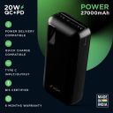 URBN 27000 mAh Lithium_Polymer 20W Fast Charging Power Bank with Type C PD (Input& Output) and QC 3.0 Dual USB Output with Free Type C Cable (Black)...