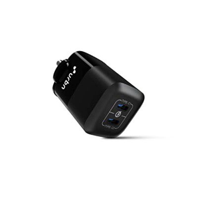 URBN 40W Dual Type C PD Adapter |Ultra Fast GaN Technology | Laptop Charger | 9 Layers Ciruit Protection | Universal Compatibility for MacBook Pro, iPad & Android Mobiles (Black)
