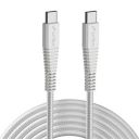 URBN 65W Fast Charging PD Cable - USB Type-C to Type-C, Unbreakable Nylon Braided, Charge & Data Transfer - Compatible with iPhone 15, Smartphones, Laptops, MacBooks - 5 Feet, White...