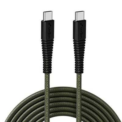 URBN 65W Fast Charging USB Type-C to Type-C Cable | PD Charger & Data Transfer | Unbreakable Nylon Braided | iPhone 15, Smartphones, Laptops, MacBooks | 5ft Length - Camo