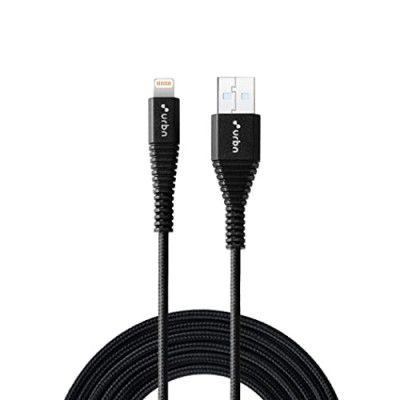URBN Nylon Braided Apple Certified Lightning to USB Charge and Sync Extra Tough Cable, 4 Feet (1.2 Meters) - Black