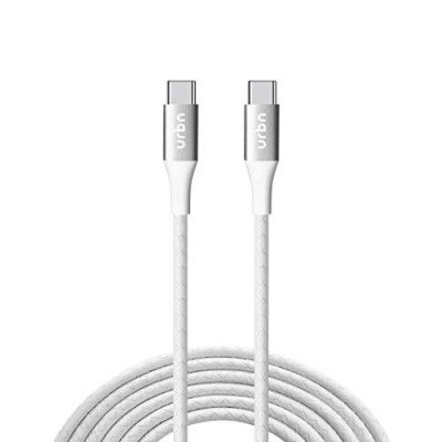 URBN Type-C to Type-C 3 Amp Fast Charging Data and Sync Cable Extra Tough Power Delivery 18W Compatible (4 Feet) 1.2M - White
