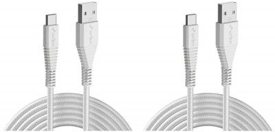 URBN Type-C USB 3.4 Amp | 25W Fast Charging Cable for Smartphone | Unbreakable Rugged & Nylon Braided | Quick Charge (QC) Compatible | Made in India | Length (5 Feet) - White (Pack of 2)