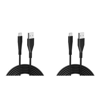URBN Type-C USB 3.4 Amp | 25W Fast Charging Cable for Smartphone | Unbreakable Rugged & Nylon Braided | Quick Charge (QC) Compatible | Made in India | Length (5 Feet) - Black (Pack of 2)