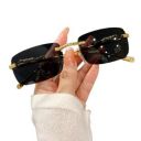 US DESIRE mc stan googles Rimless Men and Womens Sunglasses Retro Vintage Gold Frame Rectangular Premium Designer UV400 Protected Sunglasses For Men And Women Pack of 1...