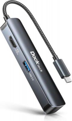 USB C Hub 4K HDMI Adapter, Dockteck 5 in 1 Multiport Type C HUB Thunderbolt 3 Dongle Adapter with HDMI, 2 USB 3.0 Ports, SD TF Card Readers for MackBook Pro/Air iPad Pro/iPad Air, Surface Go, XPS