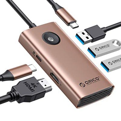 USB C Hub, ORICO 5-in-1 USB C Docking Station with 4K HDMI, 60W Power Delivery, USB 3.0 5 Gbps and 2 USB 2.0 Data Ports USB C Dock for MacBook Air, MacBook Pro, XPS, and More