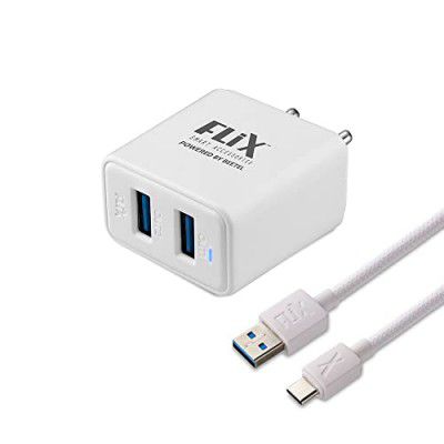 USB Charger,FLiX (Beetel) Bolt 2.4 Dual Poart,5V/2.4A USB Wall Charger Fast Charging