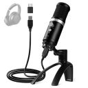 USB Microphone, FFUNX Computer Cardioid Condenser PC Gaming Mic with Tripod Stand & Pop Filter for Streaming, Podcasting, Vocal Recording, Compatible with Laptop&PC&Andriod Mobile (Black)...