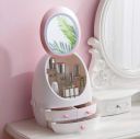 USB Rechargeable Makeup Organizer Cosmetic Storage Box Jewelry Drawer Waterproof Portable Dustproof Mirror LED Container Light (With LED lights)...