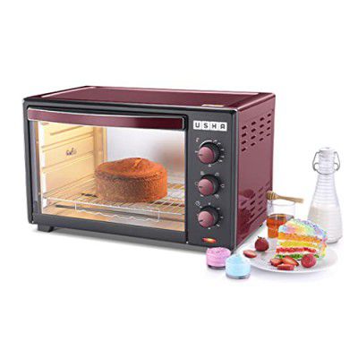 USHA 25 Liters Oven Toaster Grill (Wine & Matte Black), Medium (OTGW25RC)
