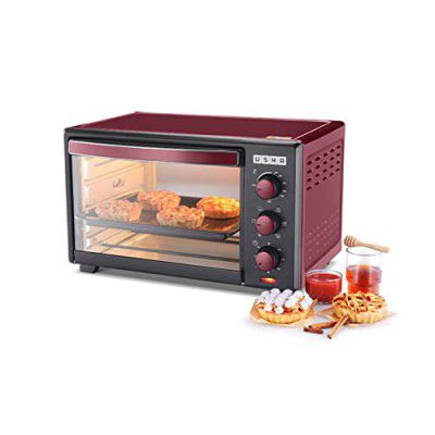 Usha 29 Litre (OTGW 3629R) Oven Toaster Grill (Wine & Matte Black) 1600 W
