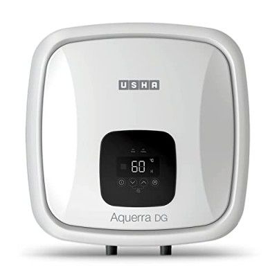 USHA Aquerra DG 10 Litre 5 Star Storage Wall Water Heater With Free Installation And Connection Pipes | 5 Safety Features (White)