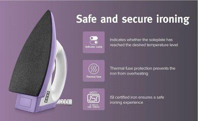 USHA Armor AR1100WB 1100 W Dry Iron with Black Weilburger Soleplate
