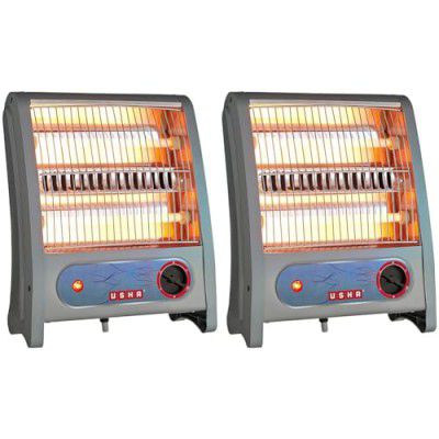 USHA Quartz Room Heater with Overheating Protection (3002, Ivory, 800 Watts) (Pack of 2)