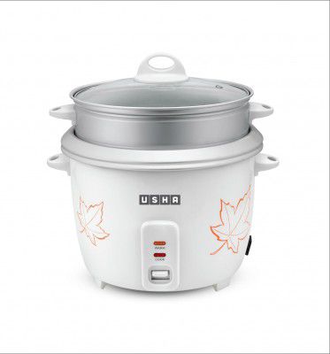 USHA RC18GS2 Steamer 700 Watt Automatic Rice Cooker 1.8 Litres, 5 Yrs Warranty (White)