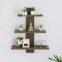 USHA SHRIRAM Tree Shape Wall Mounted Shelf | Ready to Assemble Book Shelf for Wall Durable & Sturdy Engineered Wood Wall Shelf for Living Room | 1 Piece | Wenge...