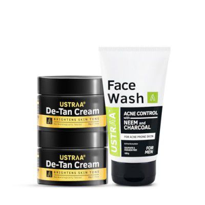 Ustraa Face Wash Acne Control - With Neem & Charcoal - 100g - | Even Skin tone, For Effective Tan Removal