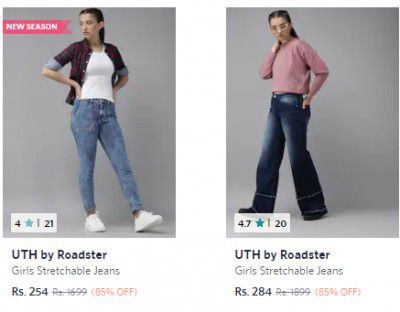 UTH by Roadster Girls Jeans Starts ₹254 | Upto 85% Off