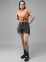 UTH by Roadster Girls Rust Orange Solid Cotton Extended Sleeves T-shirt...