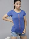 UTH by Roadster Teen Girls Blue & Orange Pure Cotton Typography Printed T-shirt...
