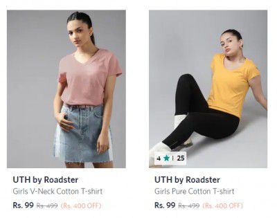UTH by Roadster Womens T-Shirts Starting at ₹99