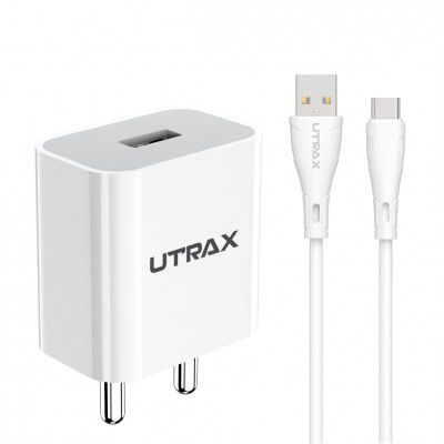 UTRAX 12W Fast Charger with USB to Type-C Cable | BIS Approved Mobile Charger 