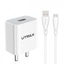 UTRAX 12W Fast Charger with USB to Type-C Cable | BIS Approved Mobile Charger ...